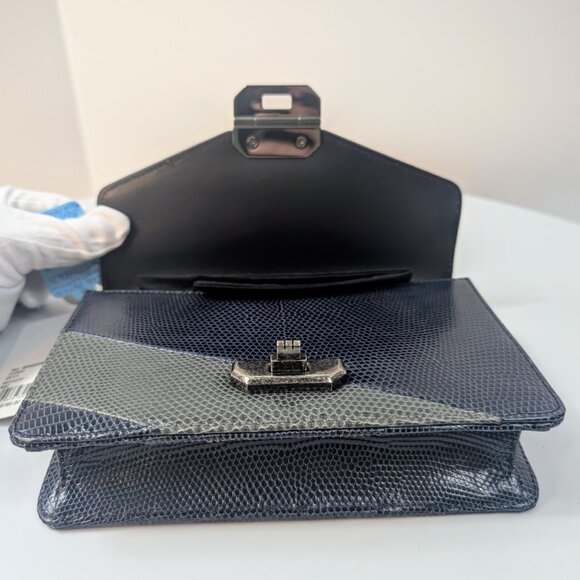 Chanel Blue and Grey Patchwork Lizard Skin Box Bag - Picture 7 of 16